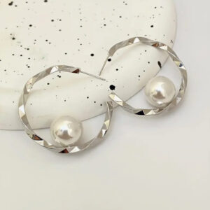 Floating Pearl Hoops (Silver)