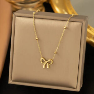Golden Charm Bow Necklace