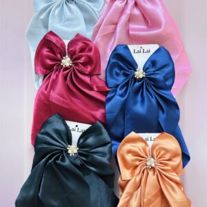 Pearl Satin Bow Hair Clips